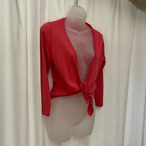 Pink Boden merino wool tie-front sweater